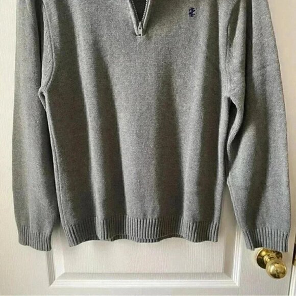 IZOD Sweater 1/4 Zip Pullover 100% Cotton Grey Boys Size XL - Picture 6 of 14